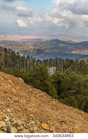 View From Mount Olympus, Highest Peak Of The Island Of Cyprus. Troodos Mountains