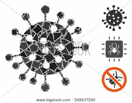 Glowing White Mesh Sars Virus With Sparkle Effect. Abstract Illuminated Model Of Sars Virus. Shiny W