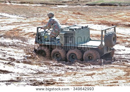 Bloemfontein; South Africa - November 1; 2008: A Gecko 8x8 Wheeled Amphibious All Terrain Vehicle Dr
