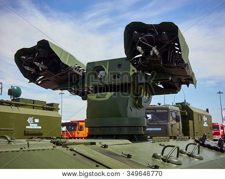 Astana, Kazakhstan - May 25, 2018: Armored Personnel Carrier Btr-80a At The Kadex Exhibition