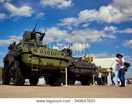 Astana, Kazakhstan - May 25, 2018: Armored Personnel Carrier Btr-80a At The Kadex Exhibition