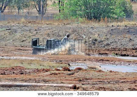 Bloemfontein; South Africa - November 1; 2008: A Gecko 8x8 Wheeled Amphibious All Terrain Vehicle Dr