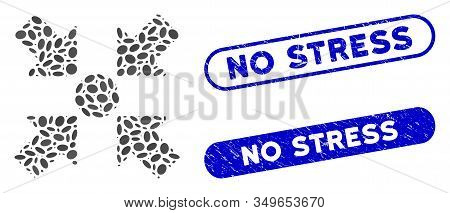 Mosaic Meeting Point And Distressed Stamp Seals With No Stress Phrase. Mosaic Vector Meeting Point I