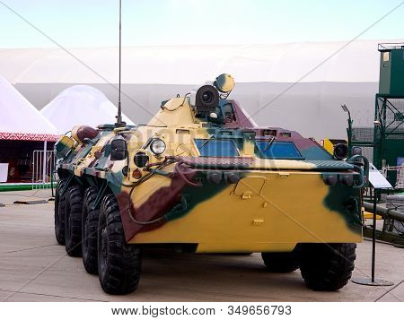 Astana, Kazakhstan - May 25, 2018: Modernized Armored Personnel Carrier Btr-70 At The Kadex Exhibiti
