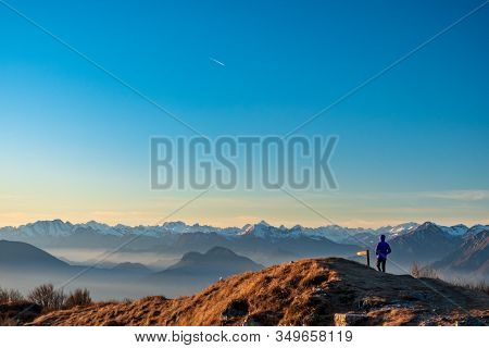 Winter Sunset From An Alpine Peak Of Friuli-venezia Giulia