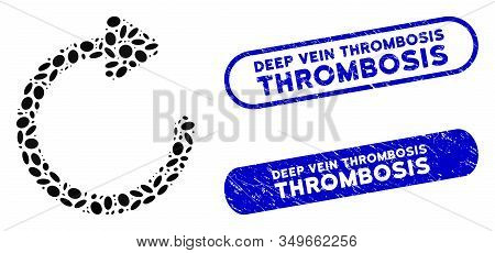 Mosaic Rotate Right And Grunge Stamp Seals With Deep Vein Thrombosis Text. Mosaic Vector Rotate Righ