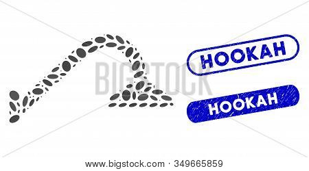 Mosaic Tap Mixer And Grunge Stamp Seals With Hookah Phrase. Mosaic Vector Tap Mixer Is Composed With