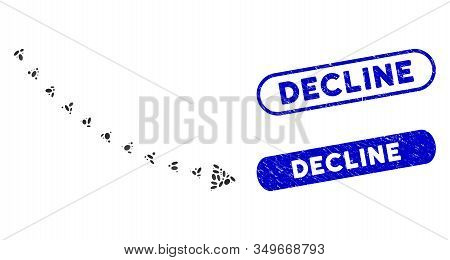 Mosaic Dotted Decline Trend And Distressed Stamp Seals With Decline Caption. Mosaic Vector Dotted De