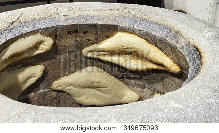 Georgian Bread Baked In Clay Oven. Shotis Puri.fresh With A Crispy Crust