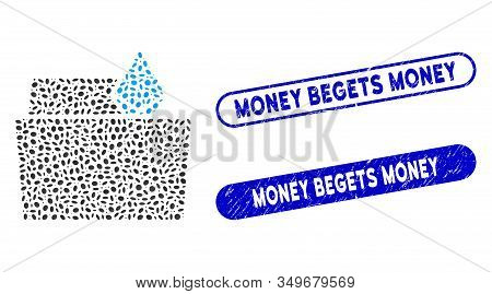 Mosaic Ethereum Crystal Folder And Grunge Stamp Seals With Money Begets Money Text. Mosaic Vector Et