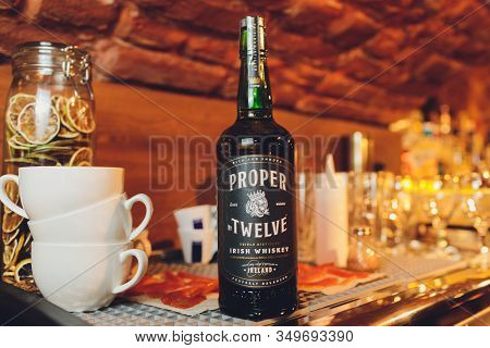 Ufa, Russia, 1 January, 2020: Whiskey Conor Mcgregor Proper No Twelve Irish Whiskey.