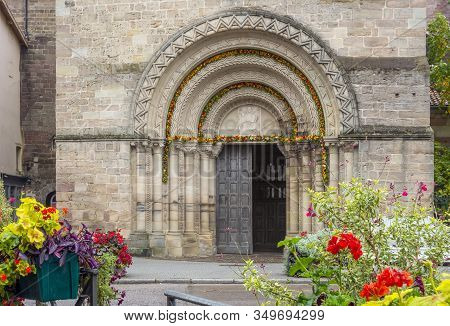 Entrance Of The Saint-maurices Basilica In Epinal, The Capital City Of The Vosges Departmend In Fran
