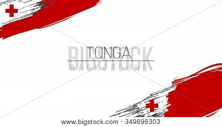 Tonga Flag Brush Style Background With Stripes. Stock Vector Illustration Isolated On White Backgrou