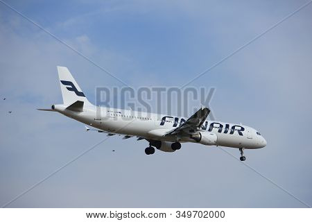 Amsterdam, The Netherlands - July 21st 2016:oh-lzb Finnair Airbus A321, Approaching Polderbaan Runwa