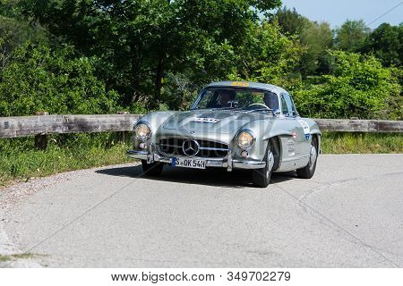 Pesaro Colle San Bartolo , Italy - May 17 - 2018 : Mercedes-benz 300 Sl CoupÉ (w198) 1955 On An Old 