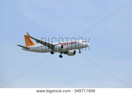 Amsterdam, The Netherlands - March 31st, 2017: Tc-nbi Pegasus Airbus A320neo Approaching Polderbaan 