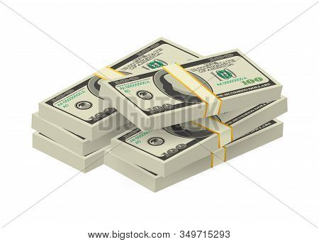 Hundred Dollar Bill On White Background. Money. Vector Stock Illustration.