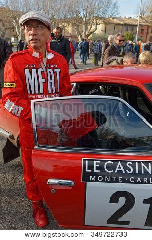 Buis-les-baronnies, France, February 1, 2020 : Drivers Of Historic Monte-carlo Rally. This 23rd Edit