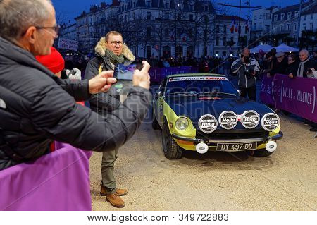 Valence, France, February 1, 2020 : Arrival Of Historic Monte-carlo Rally Stage. This 23rd Edition