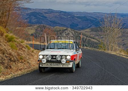 Lachamp-raphael, France, February 2, 2020 : Historic Monte-carlo Rally Runs On The Roads Of South Of