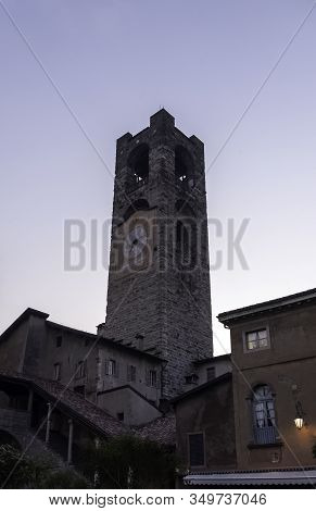 Bergamo, Lombardy, Italy - September 23: Civic Tower Or Bell Tower Know As Campanone On September 23