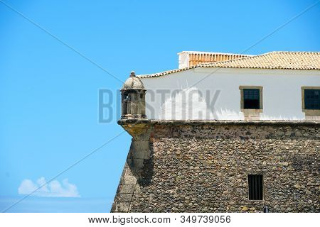 Farol Da Barra, Barra Lighthouse, In Salvador, Bahia, Brazil. The Historic Architecture Of Salvador 