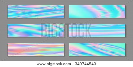 Hologram Luminous Flyer Horizontal Fluid Gradient Princess Backgrounds Vector Collection. Pearlecent