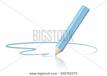 Pencil Draws A Line On A White Isolated Background
