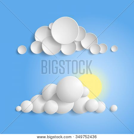 White Clouds And Sun In The Blue Sky. Icons
