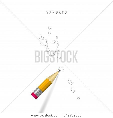 Vanuatu Freehand Pencil Sketch Outline Map Isolated On White Background. Empty Hand Drawn Vector Map