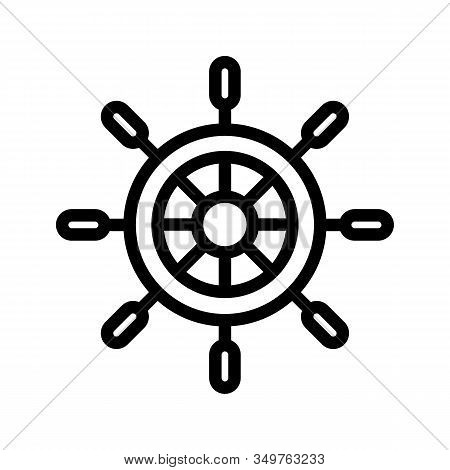 The Steering Wheel Of The Ship Is An Icon Vector. Thin Line Sign. Isolated Contour Symbol Illustrati