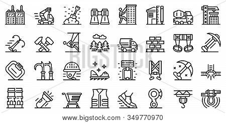Industrial Climber Icons Set. Outline Set Of Industrial Climber Vector Icons For Web Design Isolated
