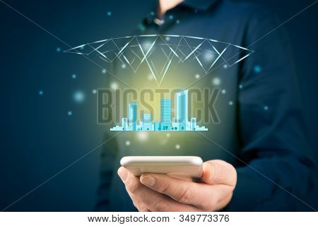 Smart (intelligent) City Concept - Communication Technology (ict) And Internet Of Things (iot) Techn