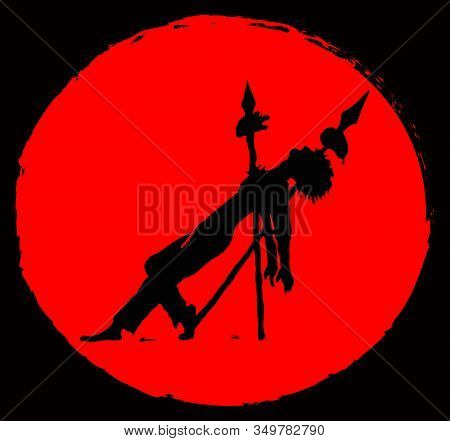 The Silhouette Of An Adult Man Pierced By Spears That Tore Out His Heart And Brain And Experiencing 