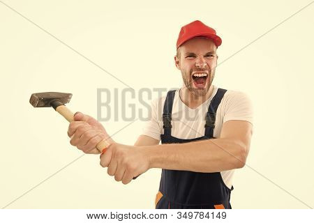 Destroy And Build. Repair Service. Repair And Renovation Concept. Handyman Home Repair. Repairing An