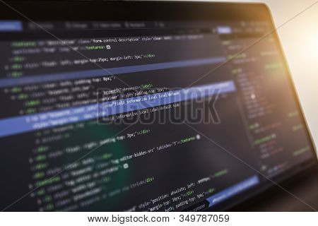 Developing Programming And Coding Technologies. Website Design. Programmer Working In A Software Dev