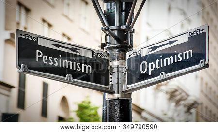 Street Sign The Direction Way To Optimism Versus Pessimism