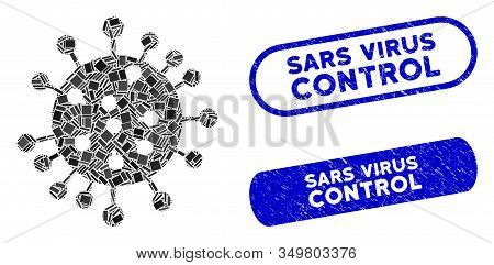 Mosaic Sars Virus Icon And Red Round Grunge Stamp Seal With Sars Virus Control Caption And Coronavir