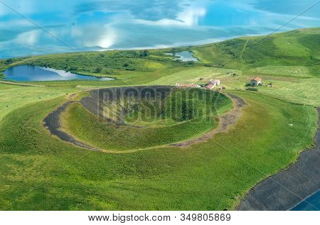 Volcanic Craters In Iceland Aerial View From Above, Myvatn Lake