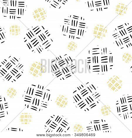 Seamless Pattern With Circle And A Line Handrawn Structure On A Light Background. Vector Repeating I