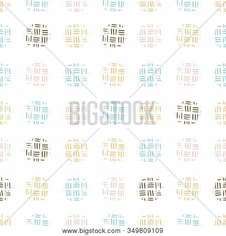 Seamless Dot Pattern With A Line Handrawn Structure On A Light Background. Vector Repeating Illustra