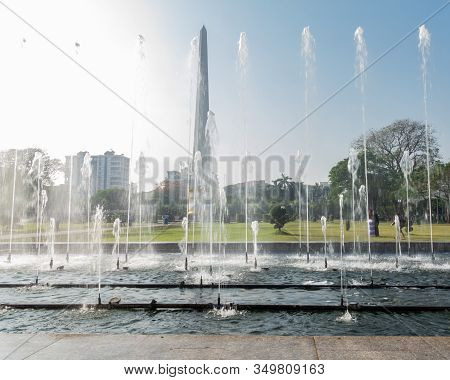 Independence Monument, A 46 Meter High Tower Surrounded By Five Pillars
