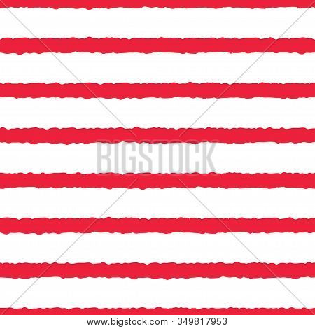 Red, White Rough Stripes Texture Seamless Pattern. Great For Modern Wallpaper, Backgrounds, Invitati