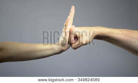 Woman Rebuffing Man, Self-defense Courses For Women, Stop Domestic Violence