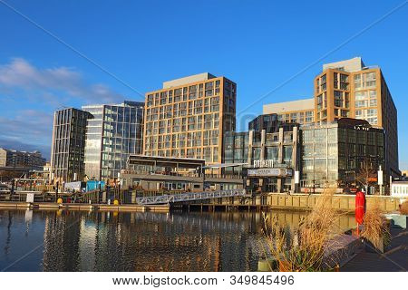 Washington, Dc - December 7 2017: The Wharf, Buildings And Skyline At The Newly Redeveloped Southwes