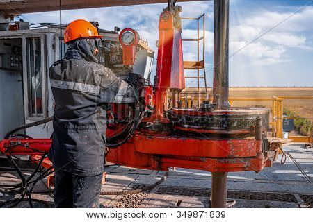 Offshore Oil Rig Worker Prepare Tool And Equipment For Perforation Oil And Gas Well At Wellhead Plat