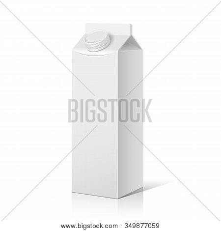 A Box Of Milk On A White, Isolated Background. Pattern, Package. Vector Eps10.