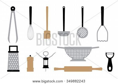Kitchen Appliances Set. Flat Vector Illustration Isolated On White.