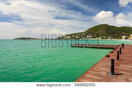 Philipsburg, St. Maarten - November 4:  The Pier On Captain Hodge Wharf Is A Landing Stage In Philip