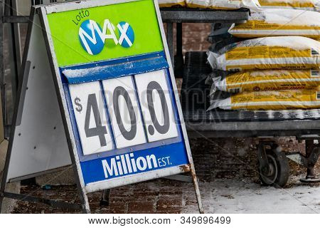 Ottawa, Ontario, Canada - February 7, 2020: An Olg Sign Outide Of A Grocery Store In Ottawa Boasts A